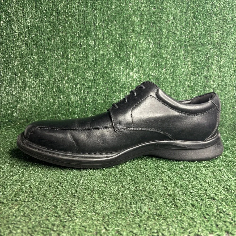 Clarks Kempton Run Leather Comfort Professional Oxford Black Mens Size 11.5 Wide